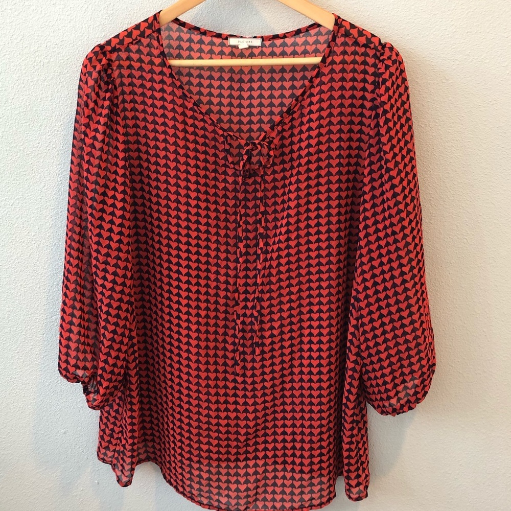 Sheer tie front blouse